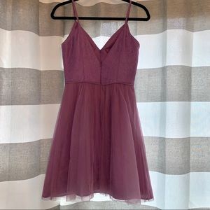 chantilly lace and tulle short bridesmaid dress